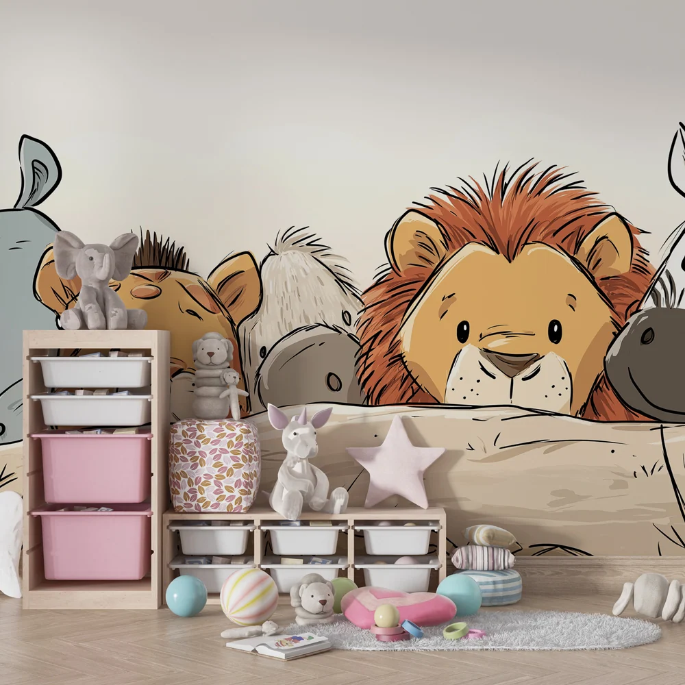 Papel de parede crianç | Animais animados da savana
