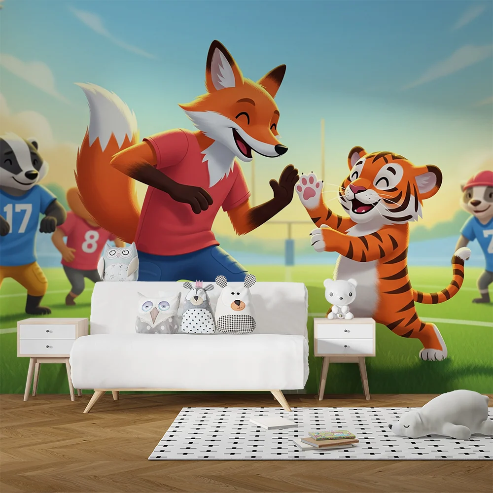 Papel de parede crianç | Animais desportivos no campo de jogos