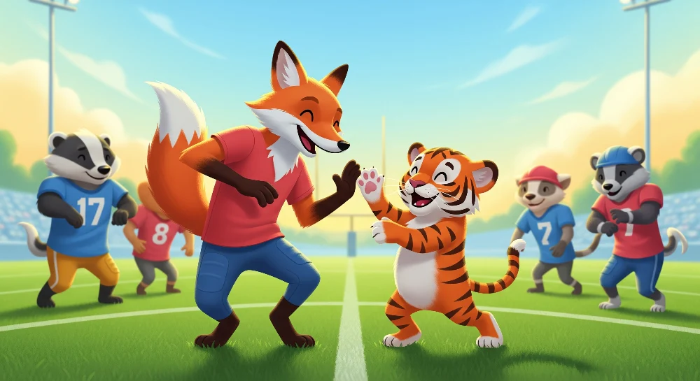 Papel de parede crianç | Animais desportivos no campo de jogos