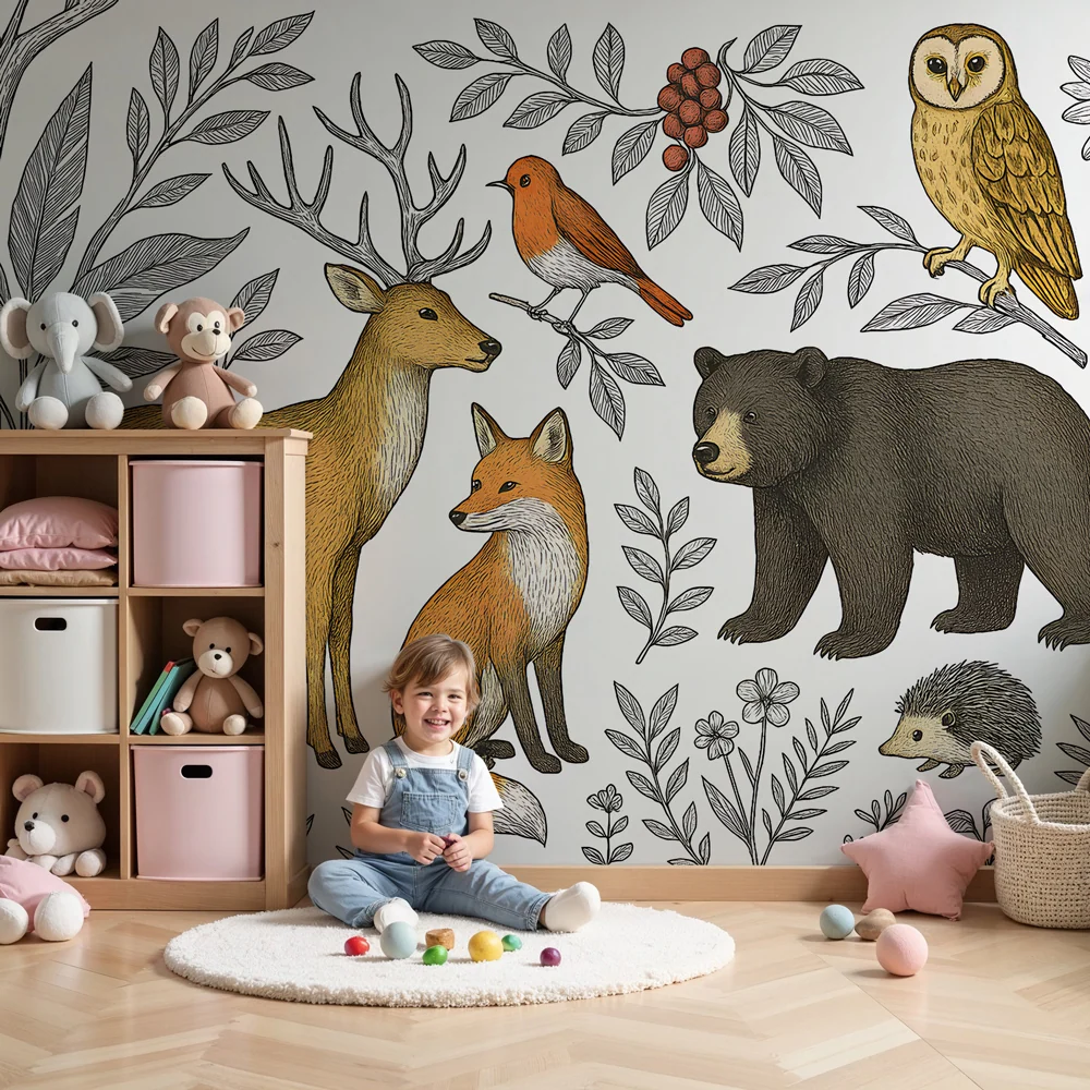 Papel de parede crianç | Animais da floresta e natureza