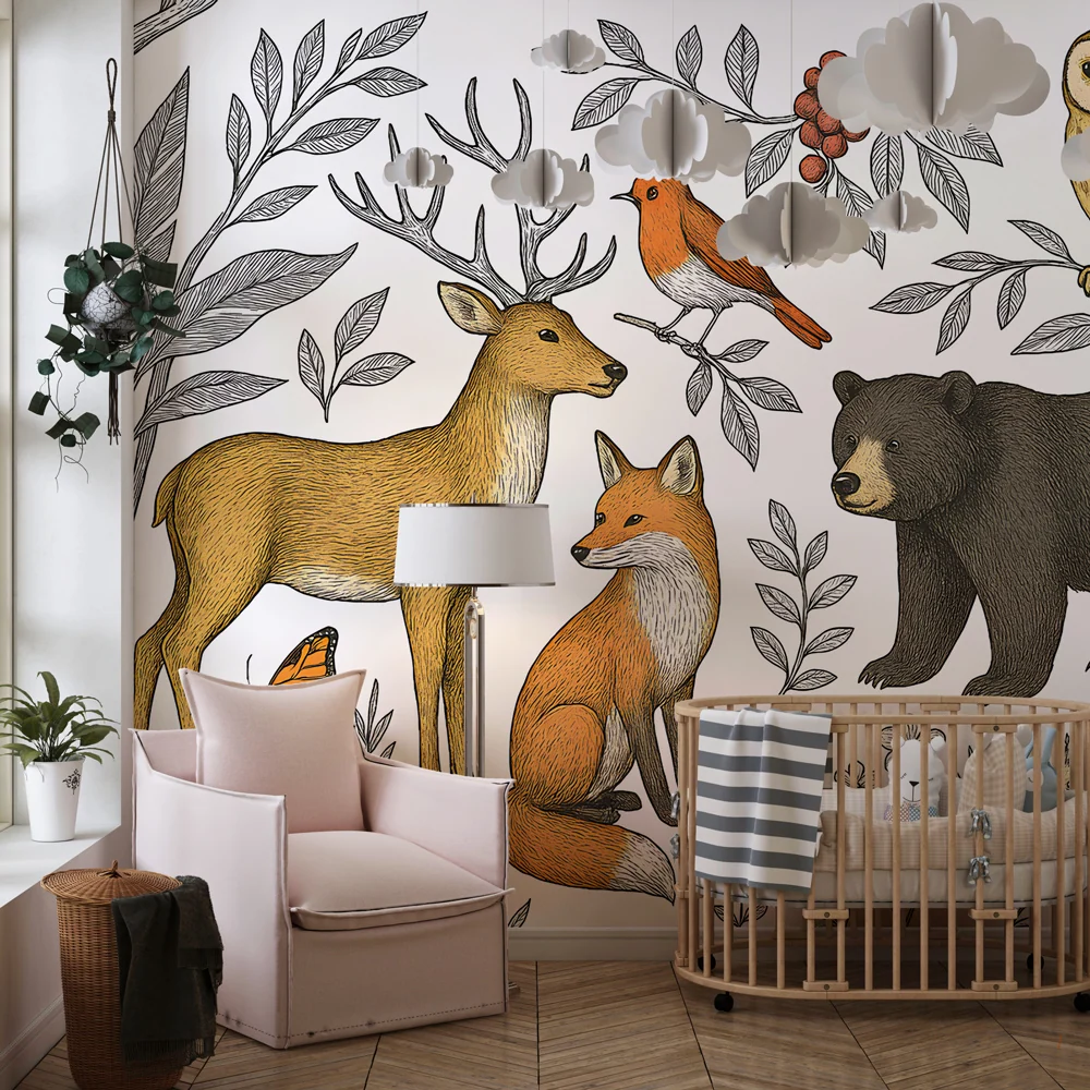 Papel de parede crianç | Animais da floresta e natureza