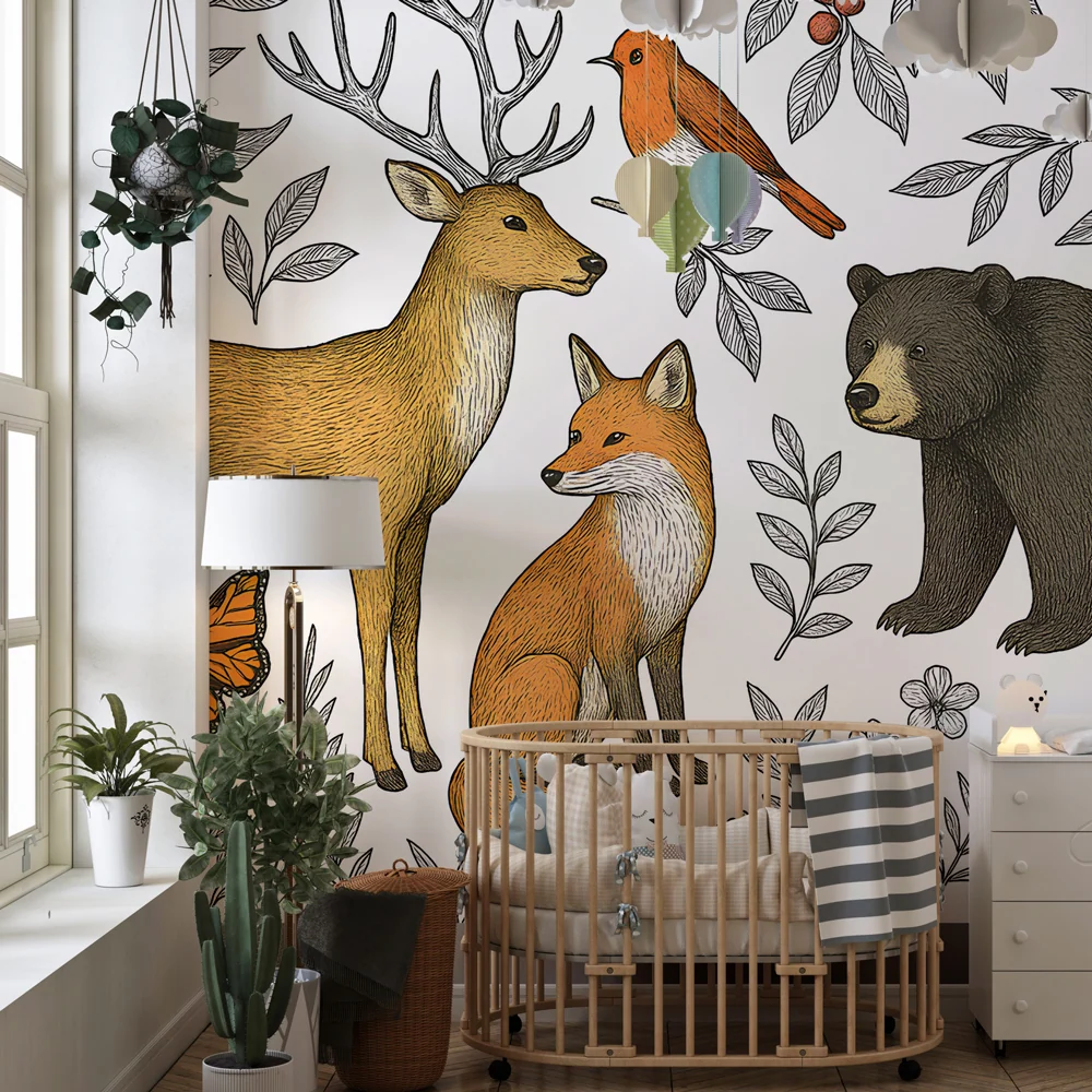 Papel de parede crianç | Animais da floresta e natureza