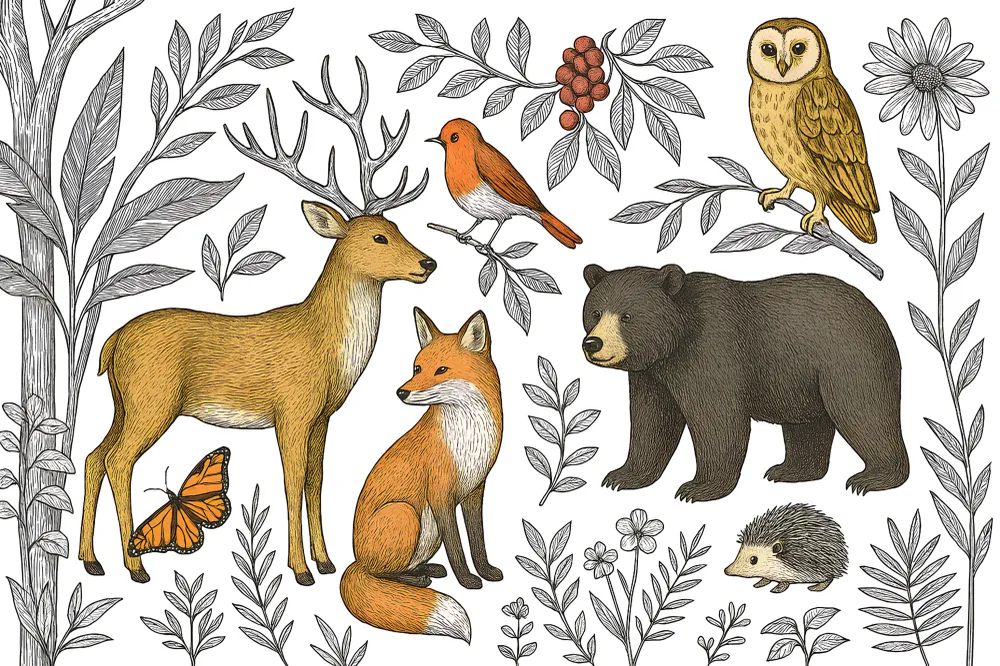 Papel de parede crianç | Animais da floresta e natureza