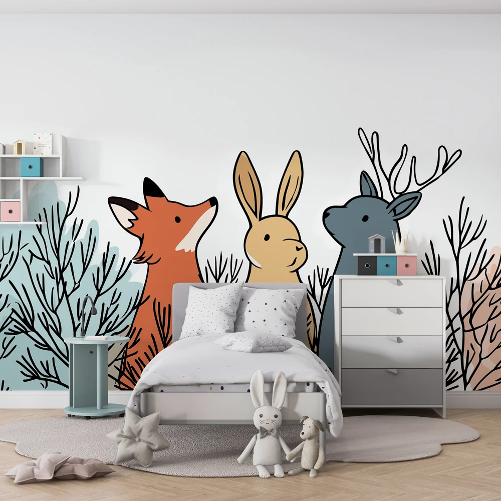Papel de parede crianç | Animais da floresta nos sub-bosques