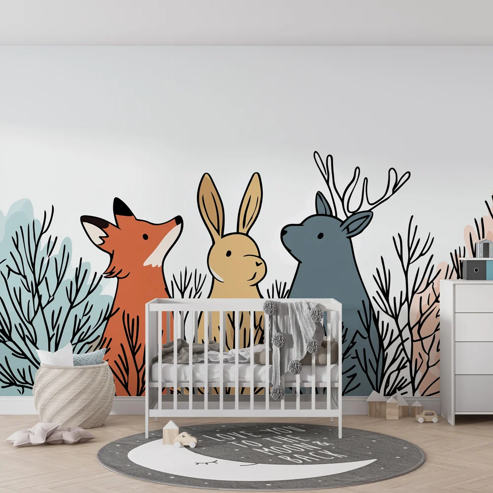 Papel de parede crianç | Animais da floresta nos sub-bosques