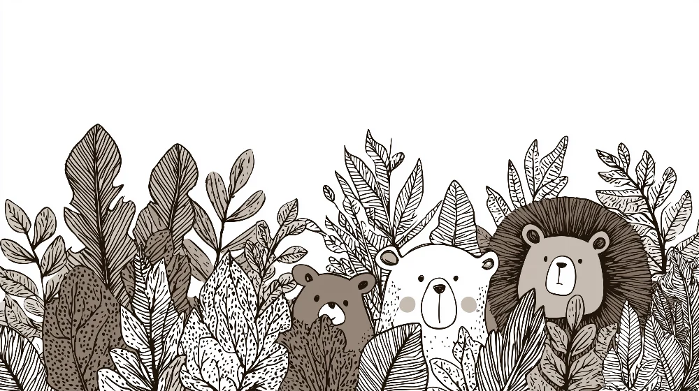 Papel de parede crianç | Animais da floresta numa selva