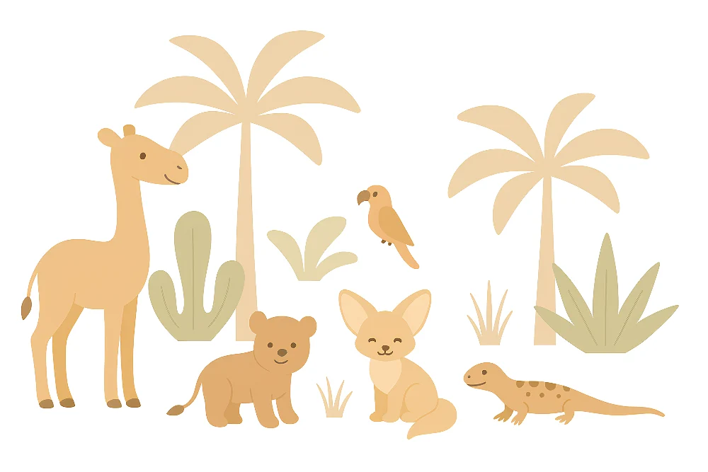 Papel de parede crianç | Animais fofos e paisagens exóticas