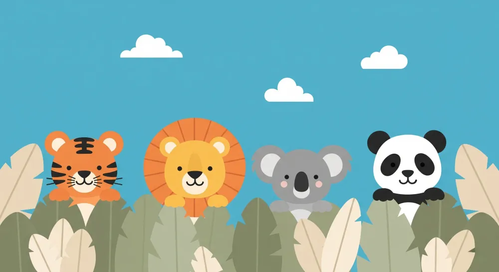 Papel de parede crianç | Animais fofos na selva