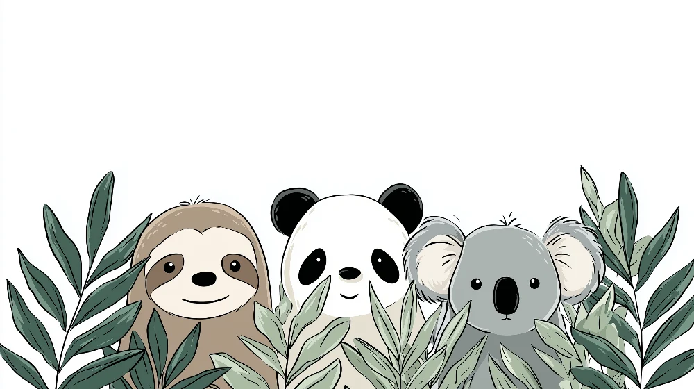 Papel de parede crianç | Animais muito fofos na selva