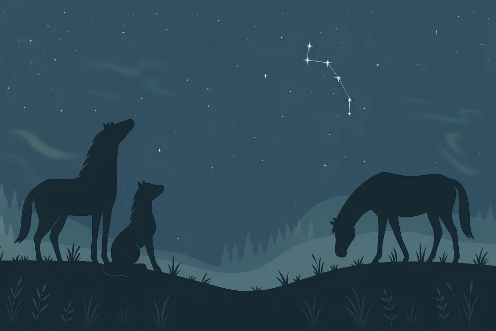 Papel de parede crianç | Animais noturnos sob as estrelas