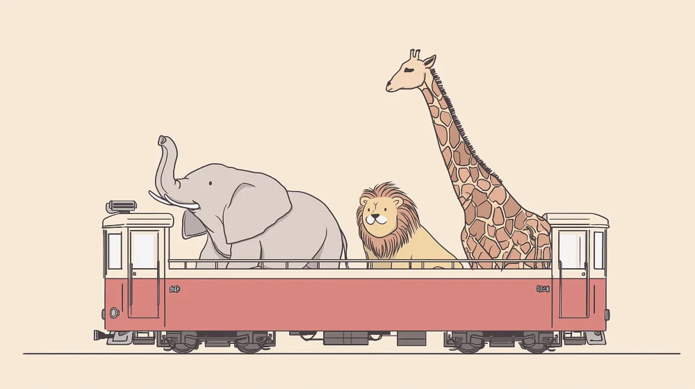 Papel de parede crianç | Animais da savana em um trem