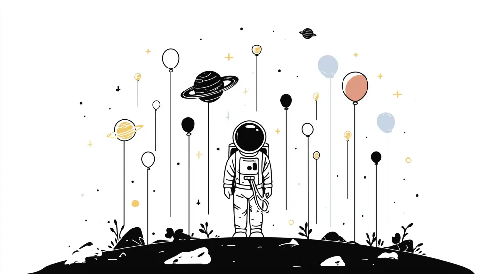 Papel de parede crianç | Astronauta e planetas coloridos no espaço