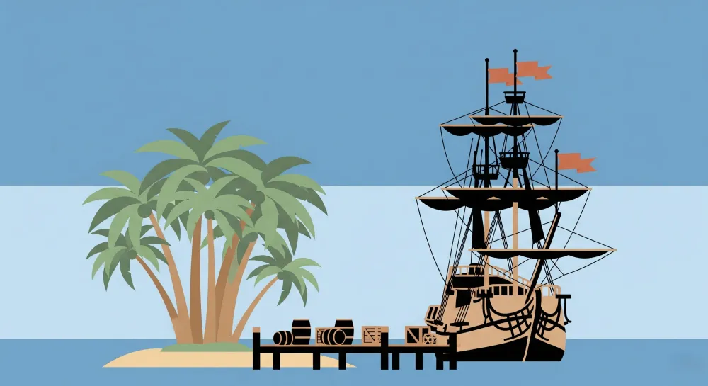 Papel de parede crianç | Aventura de piratas e ilha tropical