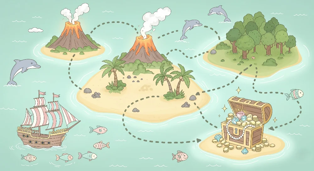 Papel de parede crianç | Aventura de piratas e tesouros escondidos