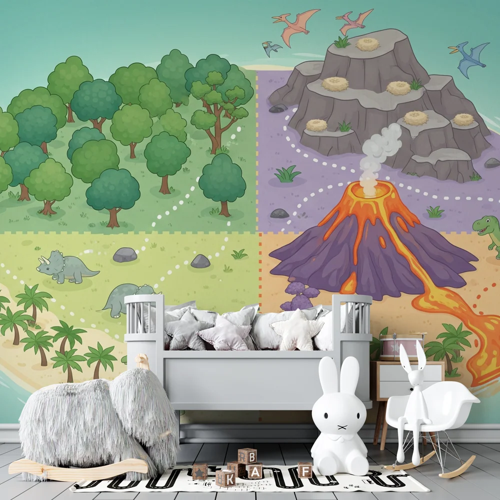 Papel de parede crianç | Aventura pré-histórica com dinossauros