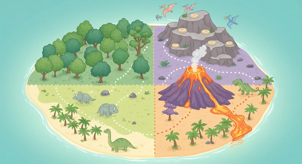Papel de parede crianç | Aventura pré-histórica com dinossauros