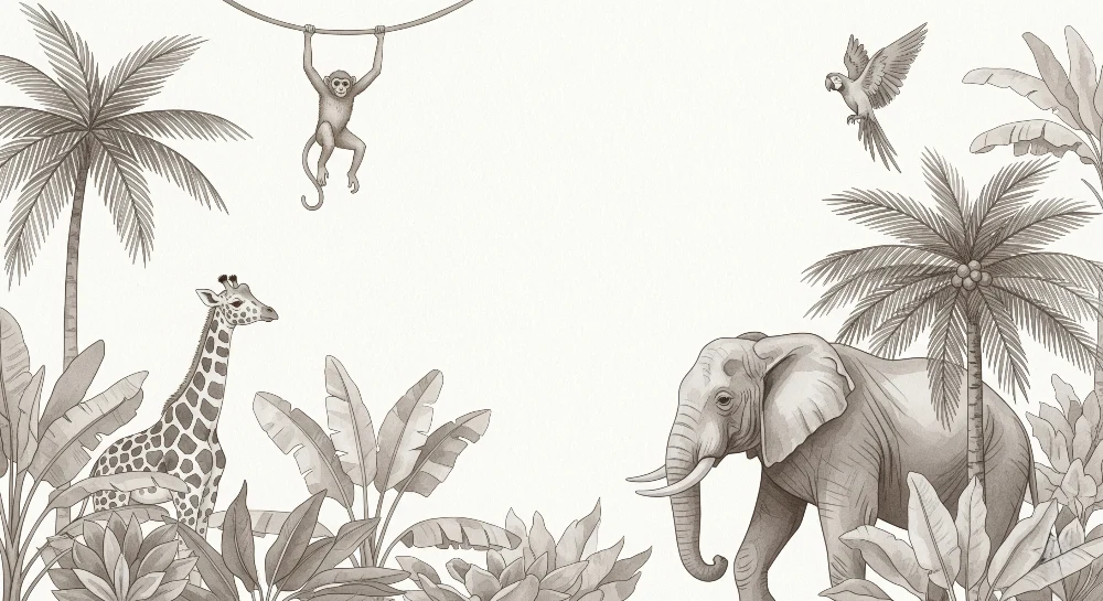 Papel de parede crianç | Aventura na savana com animais exóticos