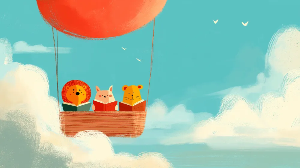 Papel de parede crianç | Aventuras nas nuvens com amigos animais