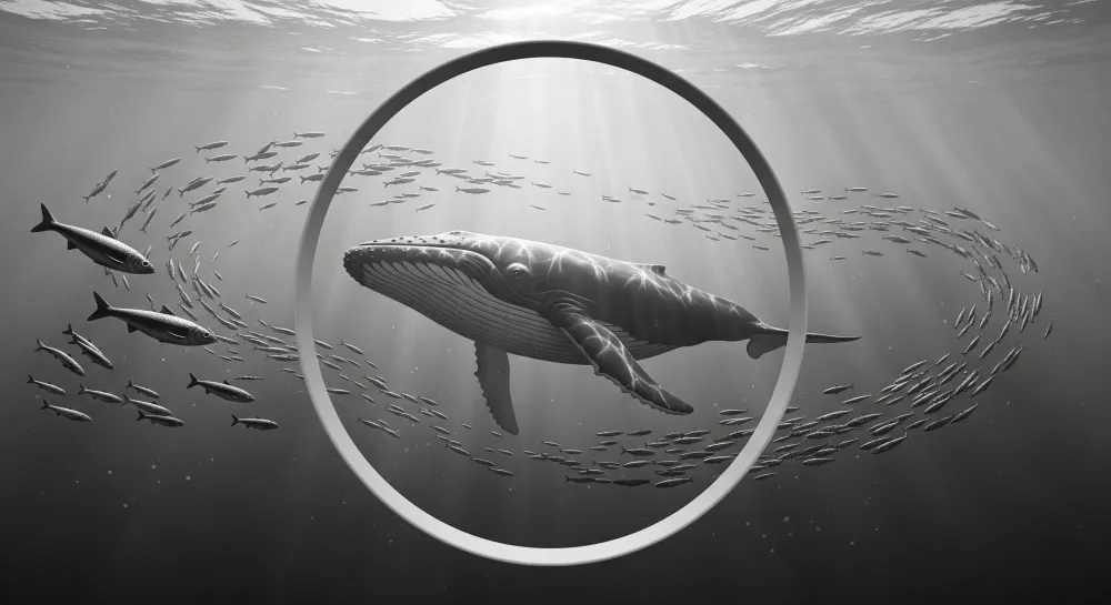 Papel de parede crianç | Baleia majestosa e cardume de peixes no oceano