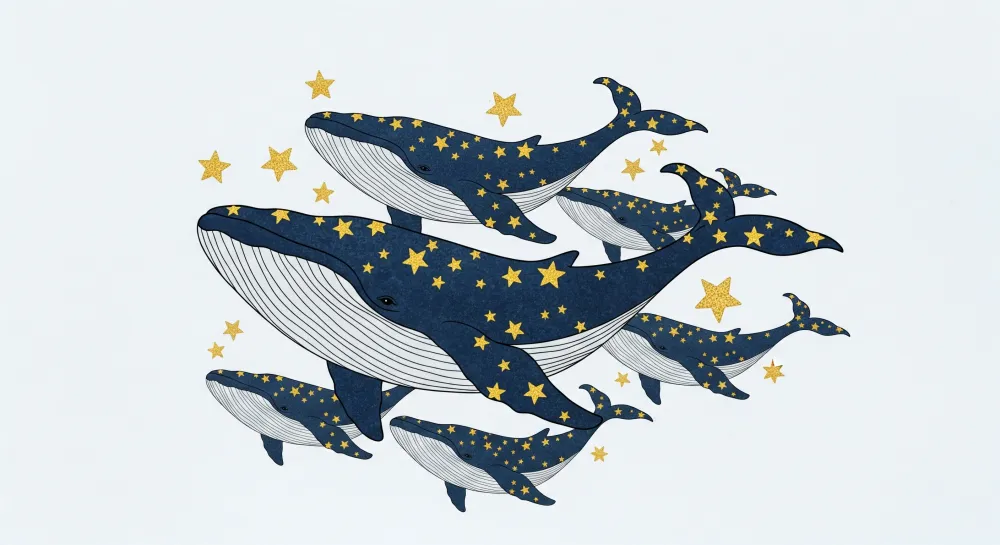 Papel de parede crianç | Baleias estreladas nadando no universo