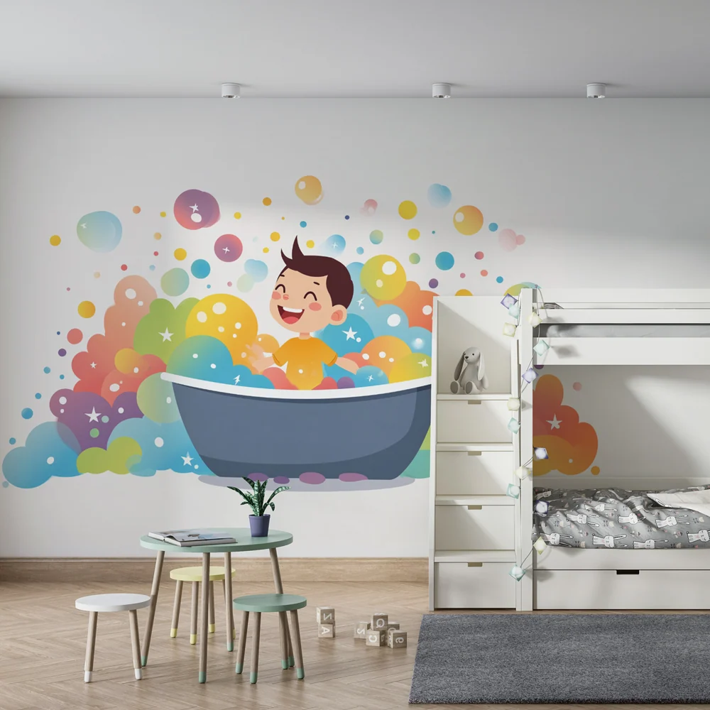Papel de parede crianç banho | Design colorido e alegre