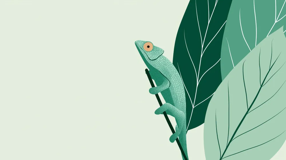 Papel de parede crianç | Camaleão travesso sobre fundo de folhagem tropical