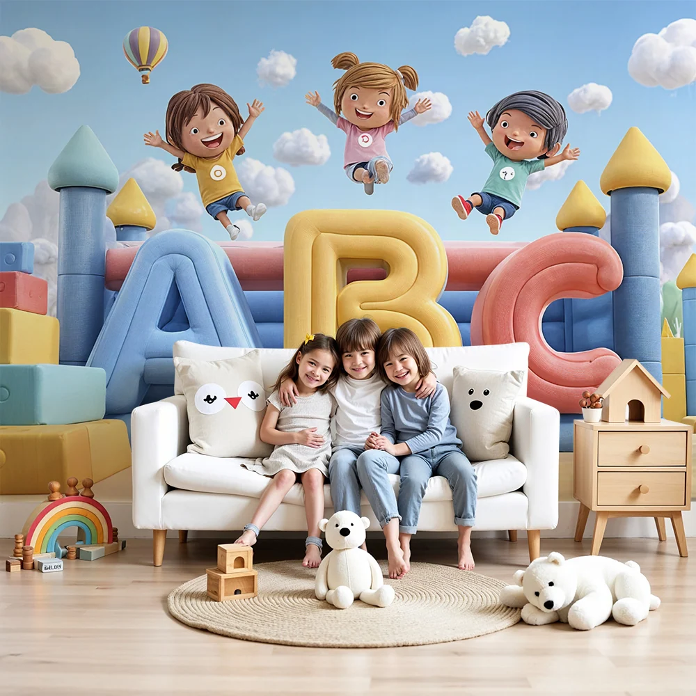 Papel de parede crianç | Castelo insuflável ABC
