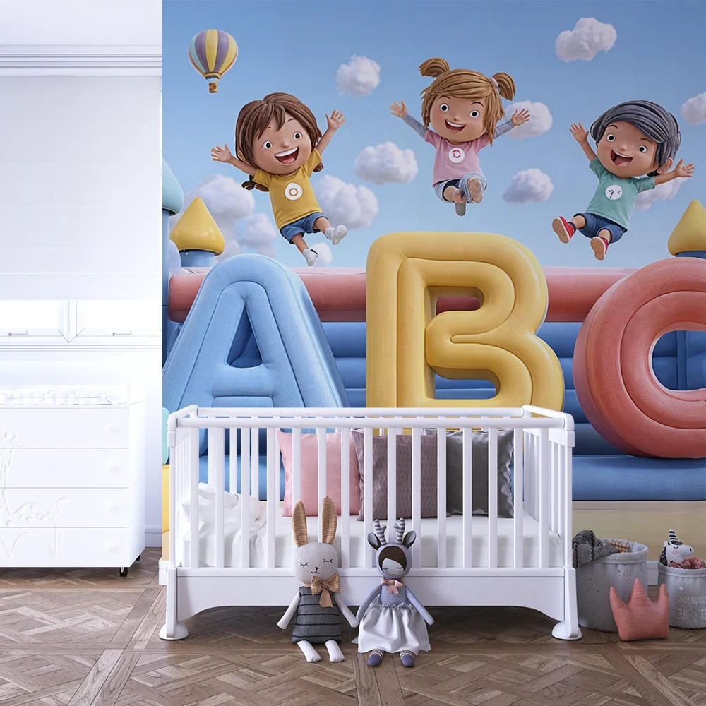 Papel de parede crianç | Castelo insuflável ABC