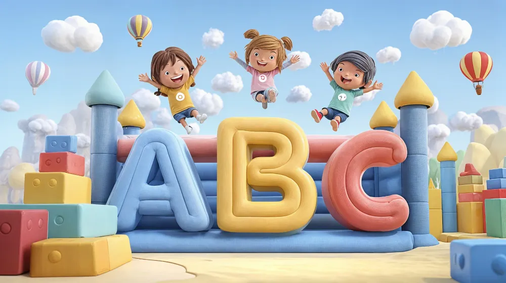 Papel de parede crianç | Castelo insuflável ABC