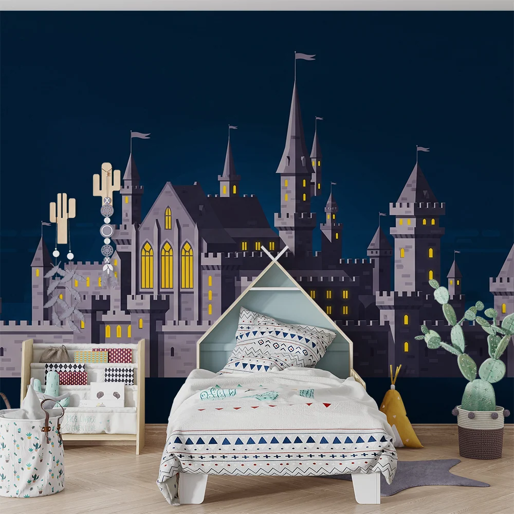Papel de parede crianç | Castelo mágico iluminado à noite