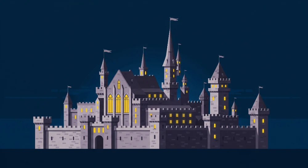 Papel de parede crianç | Castelo mágico iluminado à noite