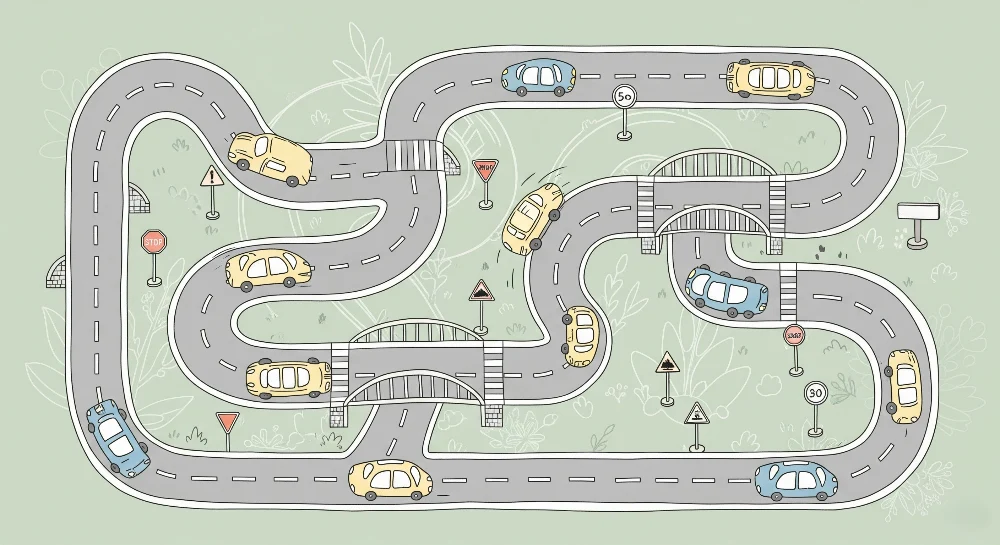 Papel de parede crianç | Circuitos de carros divertidos