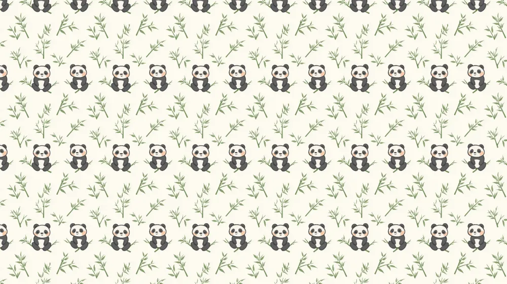Papel de parede crianç com padrões | Adoráveis pandas e folhagem delicada