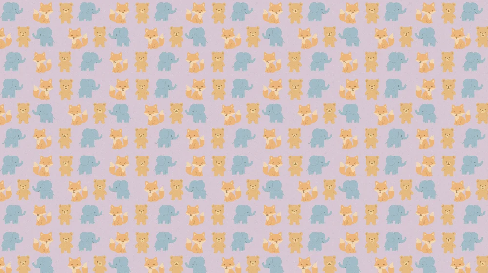Papel de parede crianç com padrões | Animais fofos em cores suaves