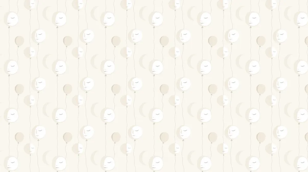 Papel de parede crianç com padrões | Balões suaves e rostos fantásticos