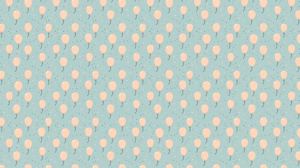 Papel de parede crianç com padrões | Balões cor-de-rosa em fundo azul