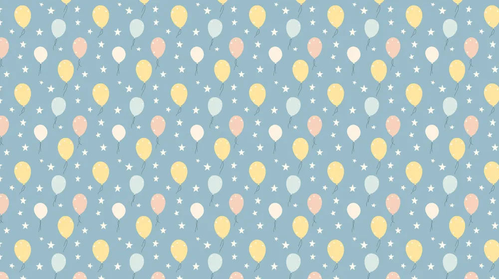 Papel de parede crianç com padrões | Balões coloridos em fundo azul