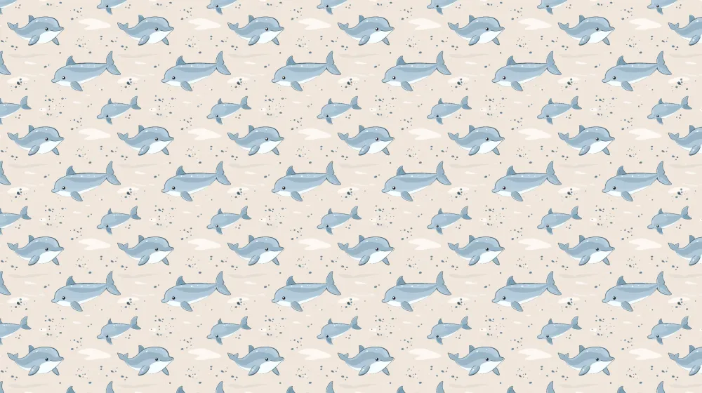 Papel de parede crianç com padrões | Brinque com golfinhos num mundo marinho