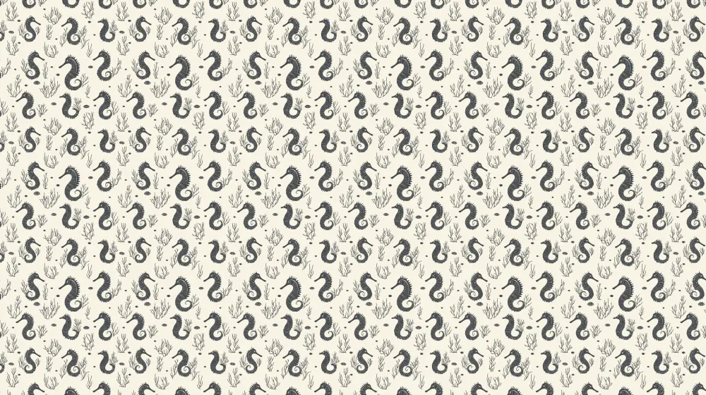Papel de parede crianç com padrões | Cavalos-marinhos elegantes e algas delicadas