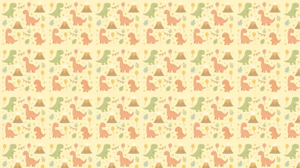 Papel de parede crianç com padrões | Dinossauros divertidos e cores suaves