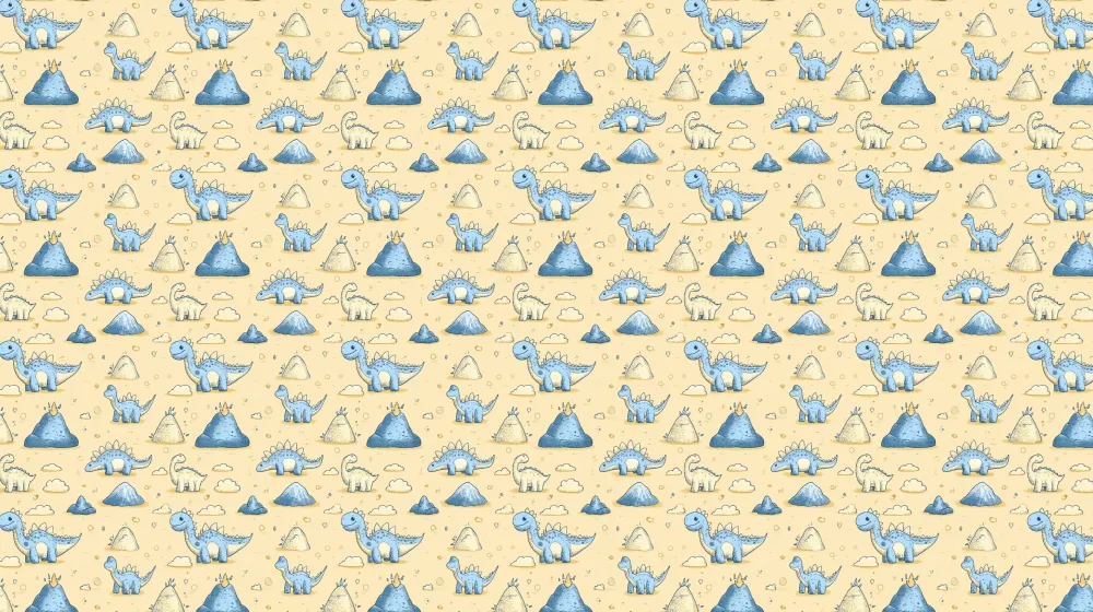 Papel de parede crianç com padrões | Dinossauros felizes em fundo pastel