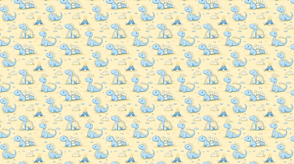 Papel de parede crianç com padrões | Dinossauros fofos em fundo pastel
