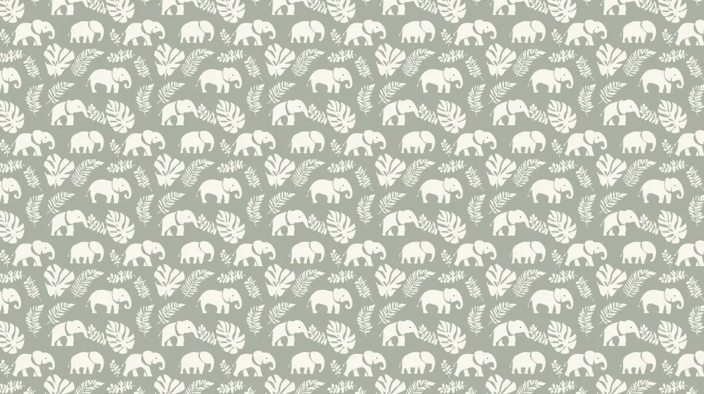 Papel de parede crianç com padrões | Elegantes elefantes em fundo suave