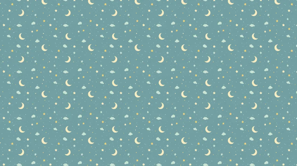 Papel de parede crianç com padrões | Céu estrelado com luas e nuvens