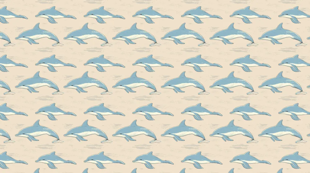 Papel de parede crianç com padrões | Golfinhos em movimento em fundo suave