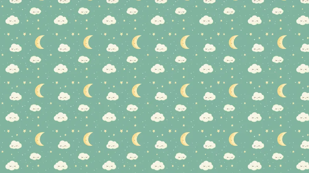 Papel de parede crianç com padrões | Nuvens, luas e estrelas suaves