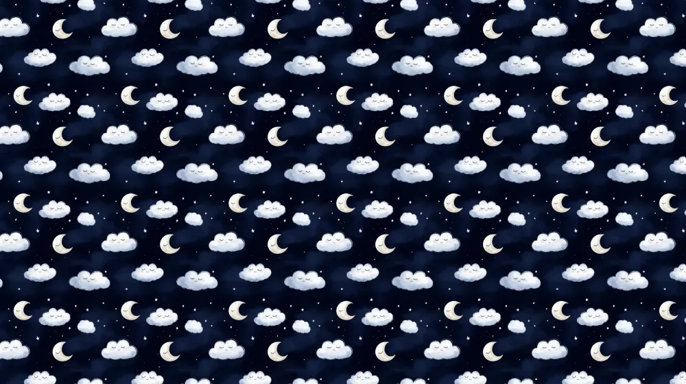 Papel de parede crianç com padrões | Nuvens suaves e luas adormecidas