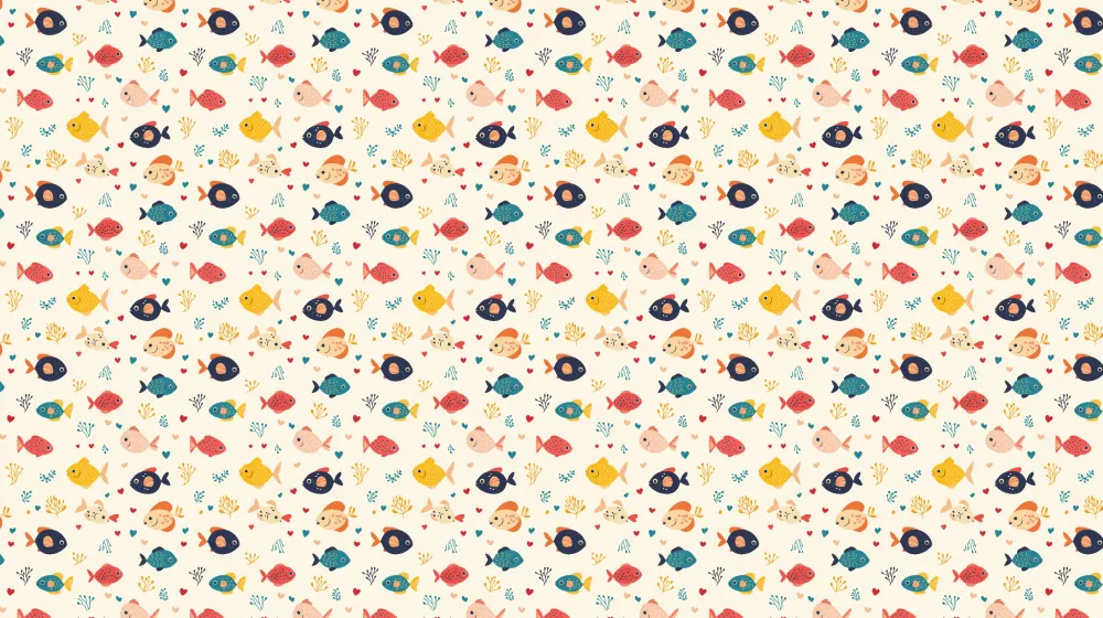 Papel de parede crianç com padrões | Padrões coloridos de peixes e corais