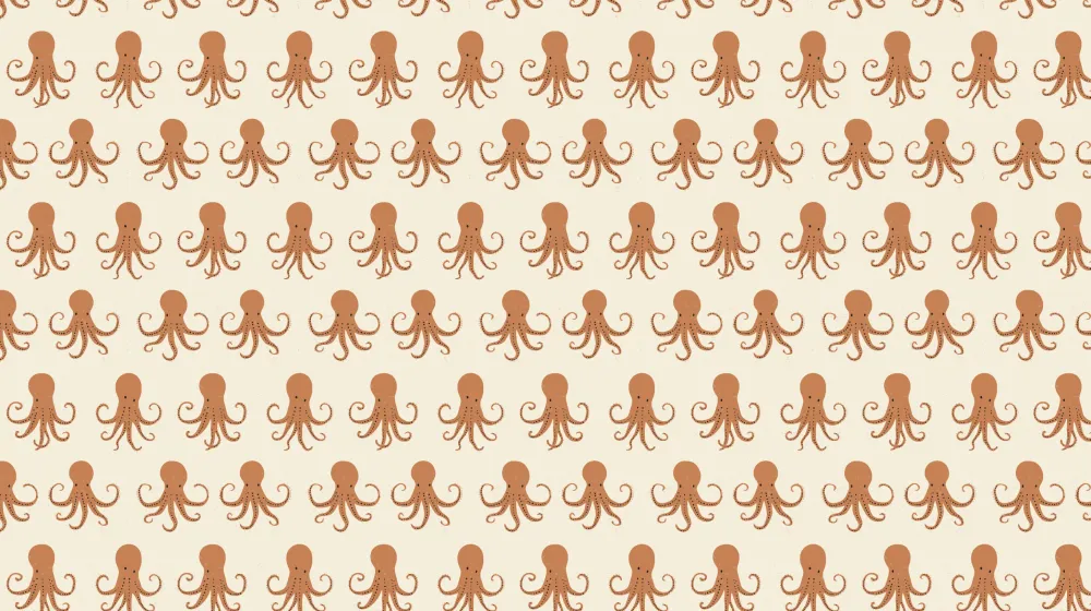 Papel de parede crianç com padrões | Padrão de polvos divertidos em fundo creme