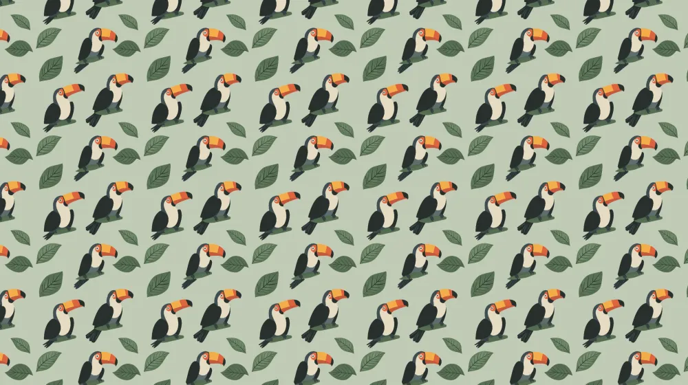 Papel de parede crianç com padrões | Tucanos coloridos em fundo suave